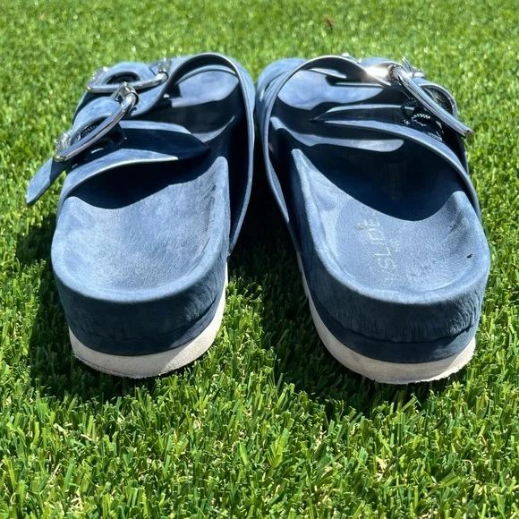 J/Slides ROGET SLIDE SANDAL IN NAVY NUBUCK Size 7 - Picture 3 of 10